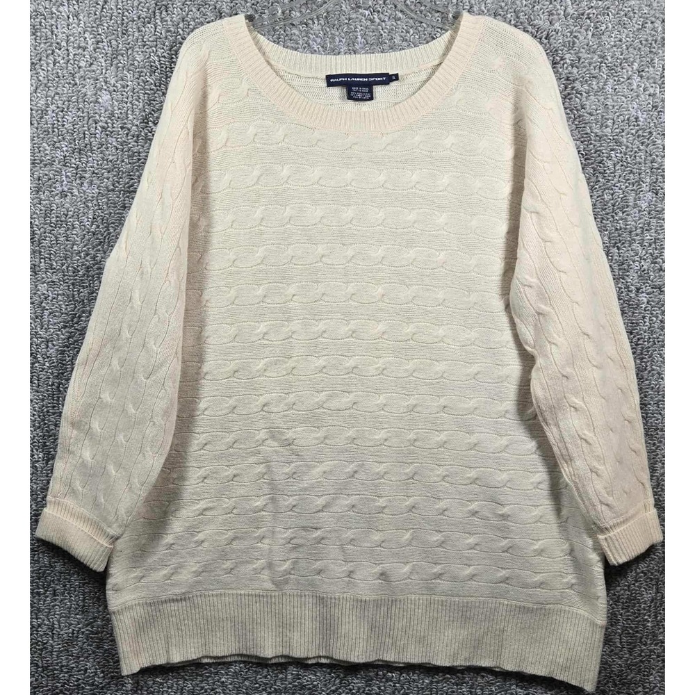 Lauren Ralph Lauren Cream Cable-Knit Crew Neck Sweater